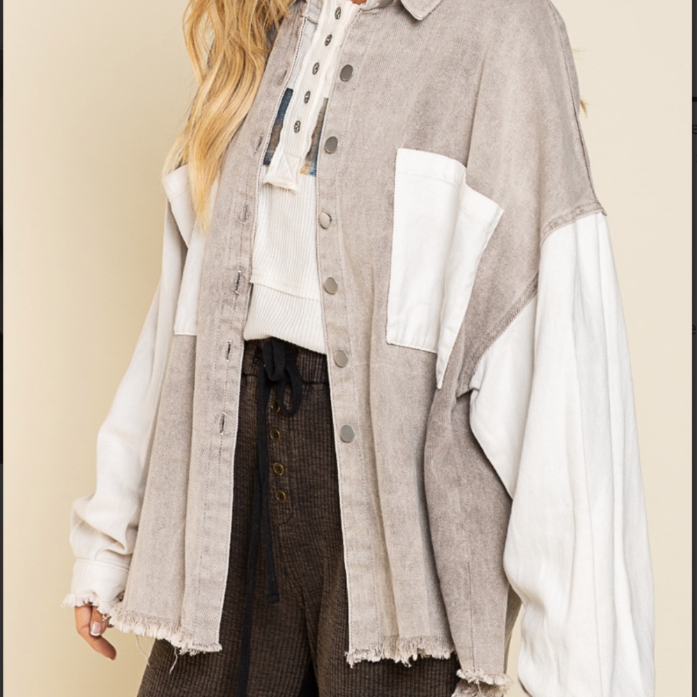 $39 START #139 POL Oversized Twill Relaxed Fit Jacket  Shacket SR19 - Picture 4 of 8